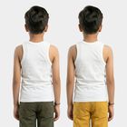 Boys White Cotton Round Neck Vest, सफ़ेद, small