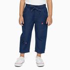 Girls' Deep Indigo Relaxed Fit Embroidered Jeans, मध्यम नीला, small image number null
