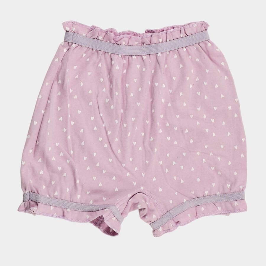 Girls' Lilac Regular Fit Heart Print Ruffle Bloomer, लाइलेक, large