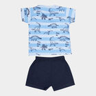 Infants Cotton Printed Baba Suit, Light Blue, small image number null
