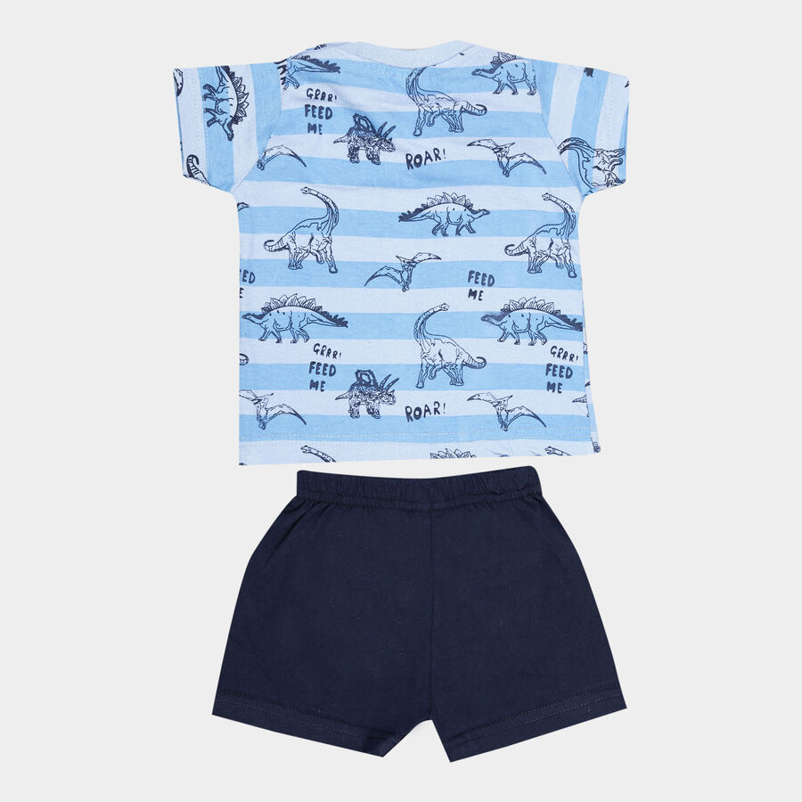 Infants Cotton Printed Baba Suit, Light Blue, large image number null