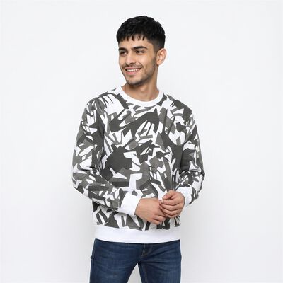 Men's Grey Crew Neck Printed Sweatshirt