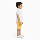 Infants' Yellow Cotton Polo Neck Printed Baba Suit, Yellow, small image number null