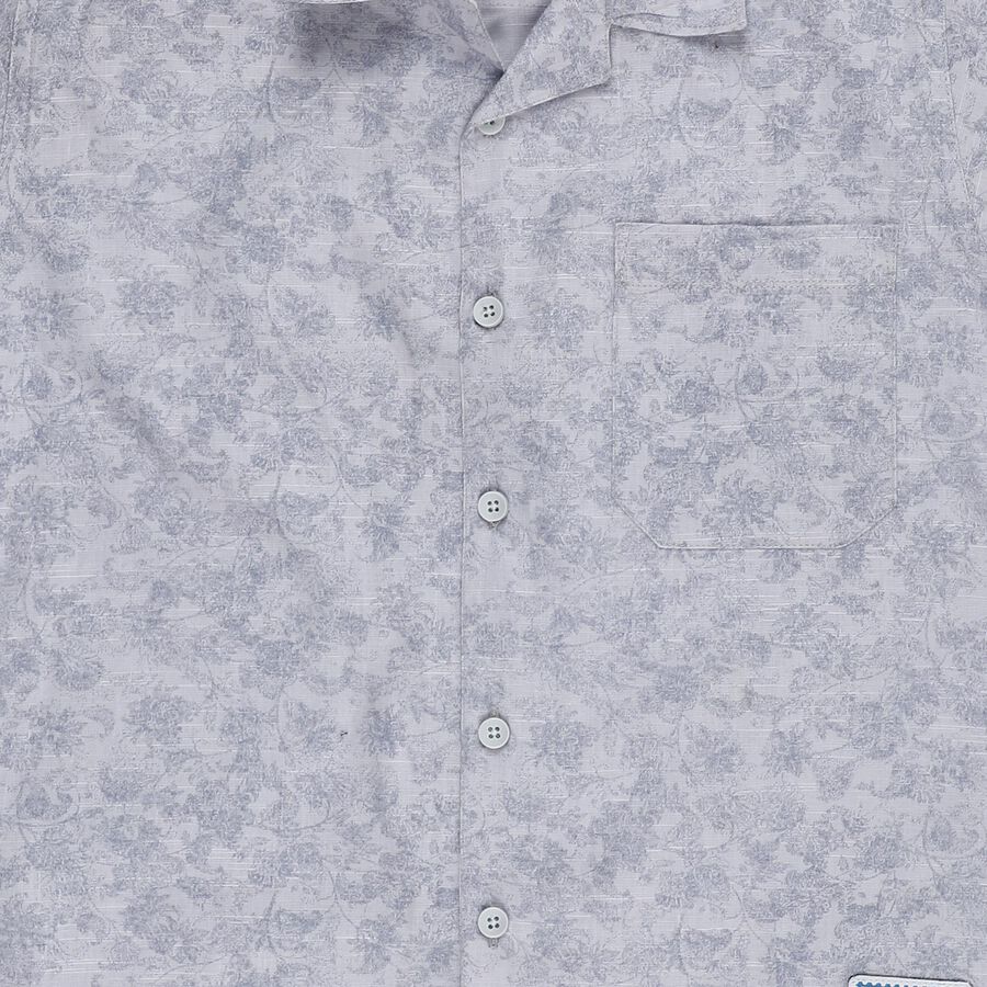 Boys' Blue Cotton Half Sleeve Classic Collar Checked Casual Shirt, Mid Blue, large