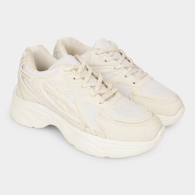 Women's Muted Beige Lace-Up Casual Sneakers