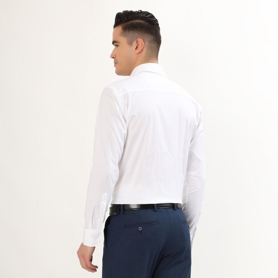 Men's Snow White Spread Collar Classic Formal Shirt, White, large