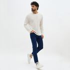 Men's Snow White Crew Neck Casual T-Shirt, White, small image number null