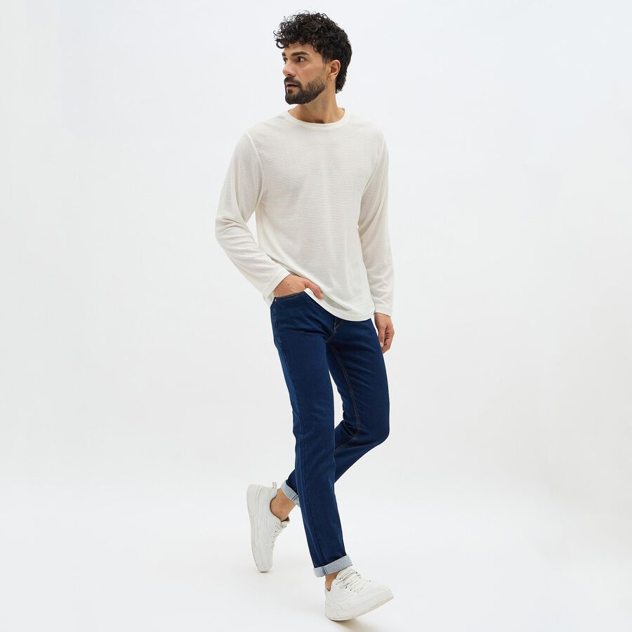 Men's Snow White Crew Neck Casual T-Shirt, White, large image number null