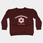 Girls' Wine Crew Neck Graphic Print Sweatshirt, Wine, small