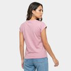 Women Lilac Round Neck Regular T-Shirt, लाइलेक, small