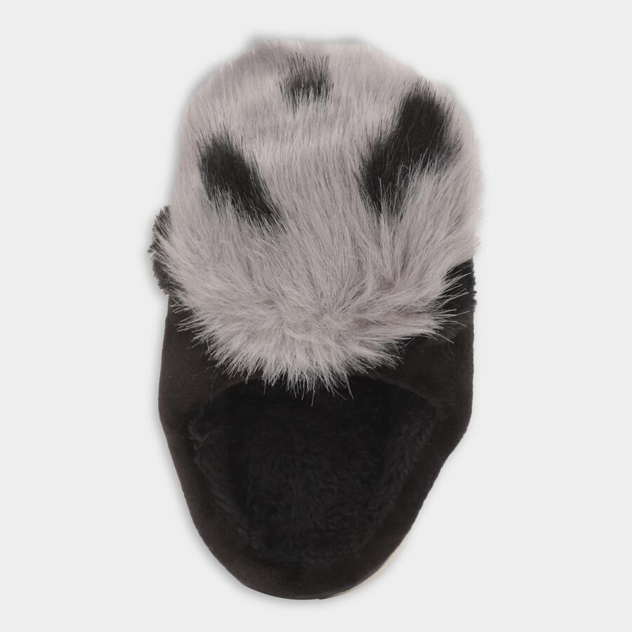 Kids Dusty Charcoal Black Slip-On Winter Slippers, Black, large image number null