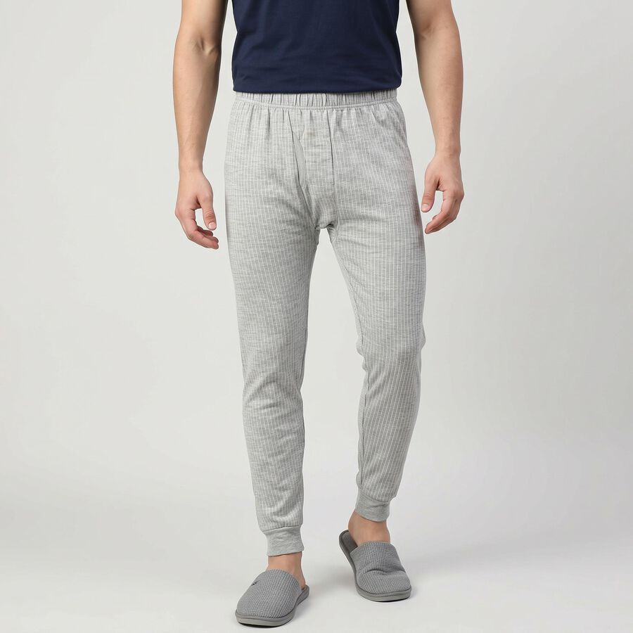 Men's Grey Long Johns Thermal, मिश्रित हल्का ग्रे, large