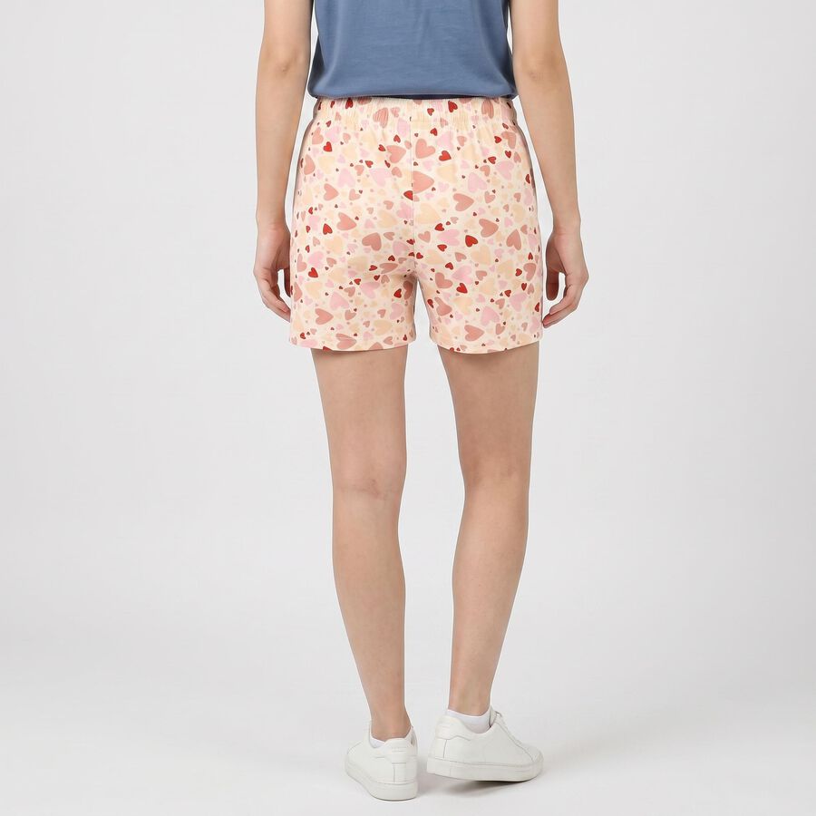 Women's White Regular Fit Heart Print Shorts, White, large