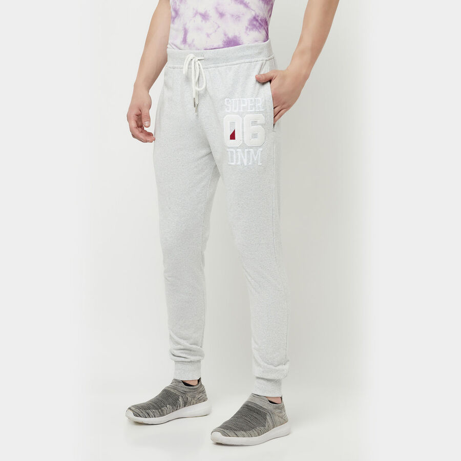 Cut & Sew Basic Track Pants, Melange Mid Grey, large image number null