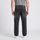 Men's Dark Grey Straight Fit Washed Jeans, गहरा ग्रे, small