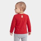 Infants Red Cotton Round Neck Regular T-Shirt, Red, small