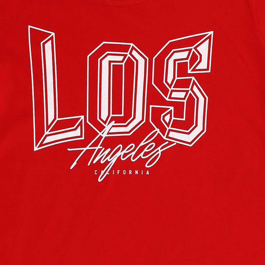 Boys' Half Sleeves T-Shirt, लाल, large image number null