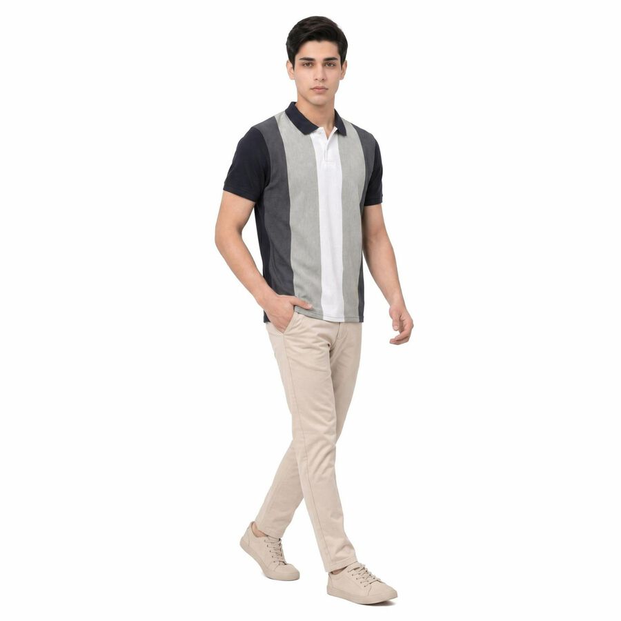 Men's Blue Collared Polo Regular T-Shirt, मध्यम नीला, large