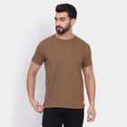 Men's Round Neck Half Sleeves T-Shirt, भूरा, small