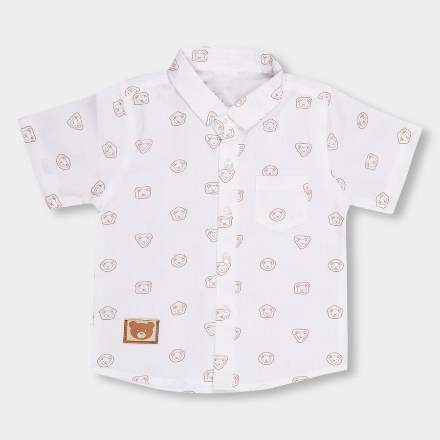 Infants' 100% Cotton Mandarin Collar Shirt , Off White, large image number null
