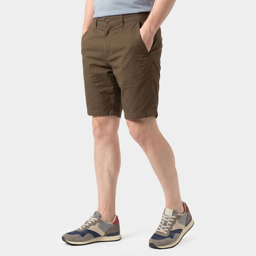 Men's Olive Green Regular Fit Cotton Bermuda Shorts, ओलिव, large