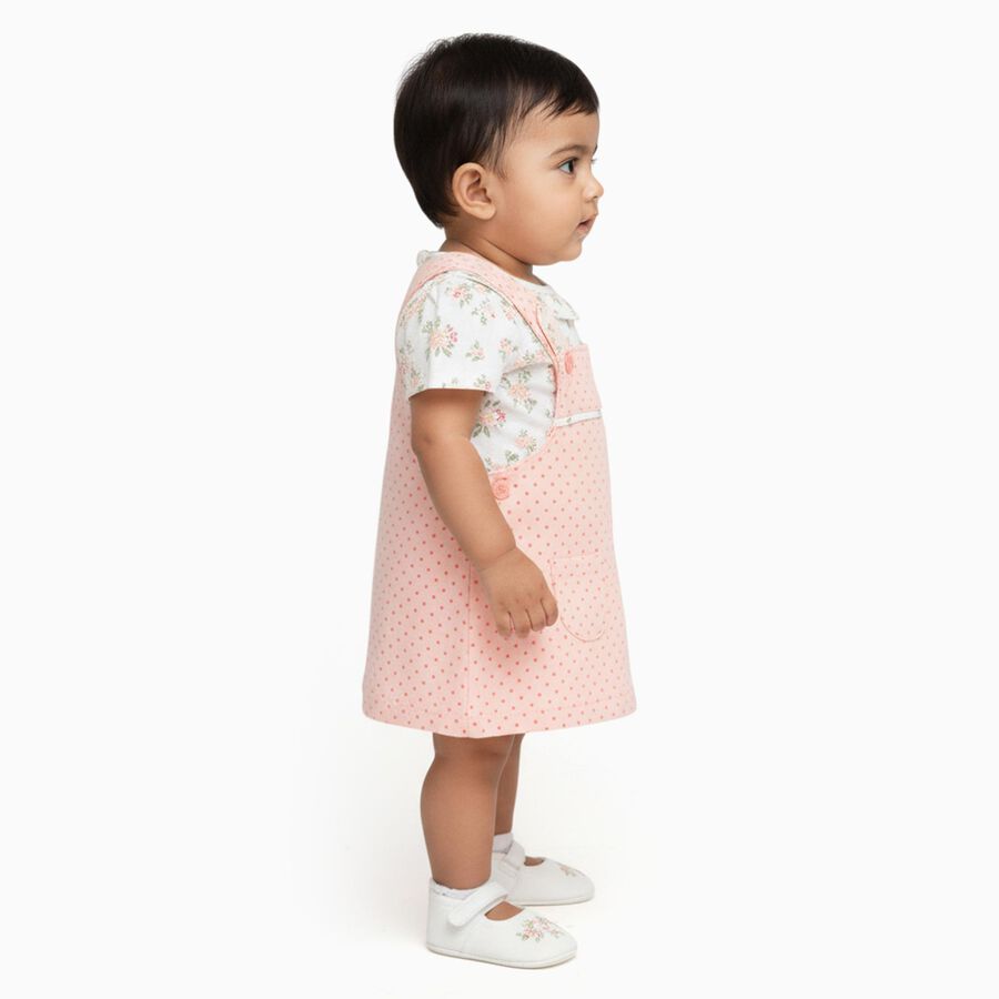 Infants' Light Pink Cotton Puff Sleeve Top and Polka Dot Skirt Set, Light Pink, large