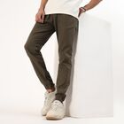 Men's Olive Green Relaxed Fit Jogger Trousers, Olive, small