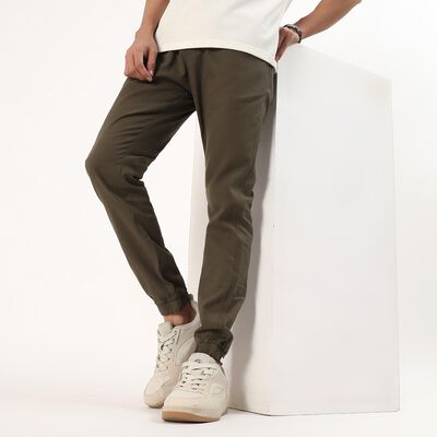 Men's Olive Green Relaxed Fit Jogger Trousers