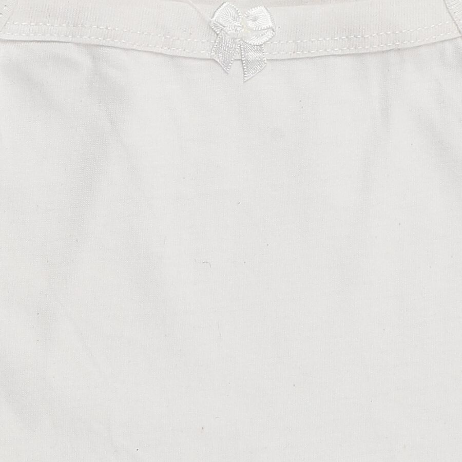 Girls' White Cotton Round Neck Minimalist Vest, सफ़ेद, large