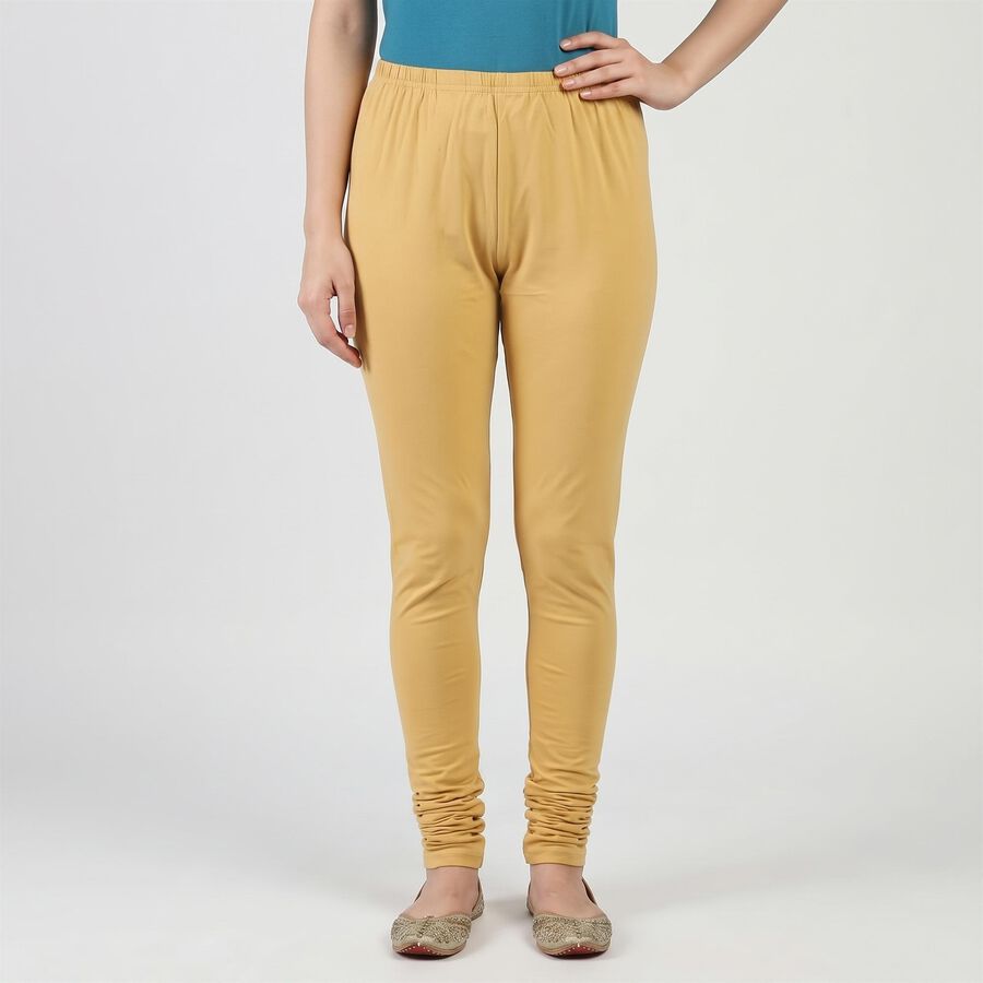 Women's Khaki Slim Fit Elastic Waist Churidar, Khaki, large