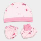Infants' 100% Cotton Gift Set (Cap, Mittens, Booties), Pink, small