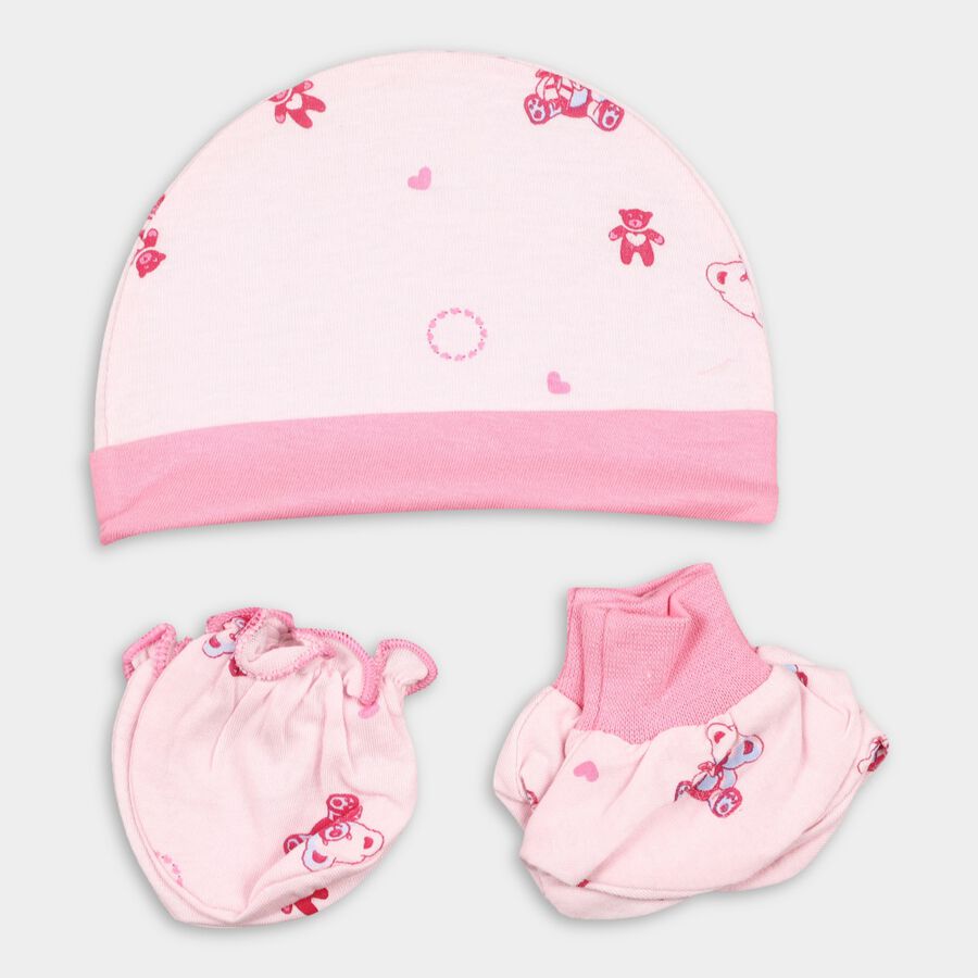 Infants' 100% Cotton Gift Set (Cap, Mittens, Booties), Pink, large