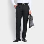 Men's Slim Fit Formal Trousers , काला, small image number null