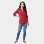 Women's Maroon Notch Neck Printed Kurti, Maroon, small