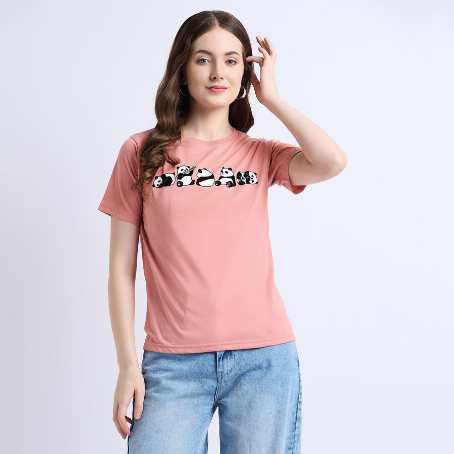 Ladies' Round Neck T-Shirt , Pink, large image number null