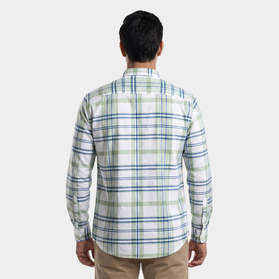 Men's Mint Green Cotton Classic Collar Casual Shirt, Light Green, large