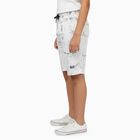 Boys' Muted Charcoal Gray Regular Fit Bermuda Shorts, ऑफ व्हाइट, small