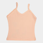 Girls Cotton Solid Vest, Peach, small image number null