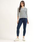 Women's Navy Blue Round Neck Casual Top, Navy Blue, small