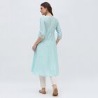 Women's Light Aqua Blue Embroidered Notch Neck Kurta, हल्का नीला, small image number null