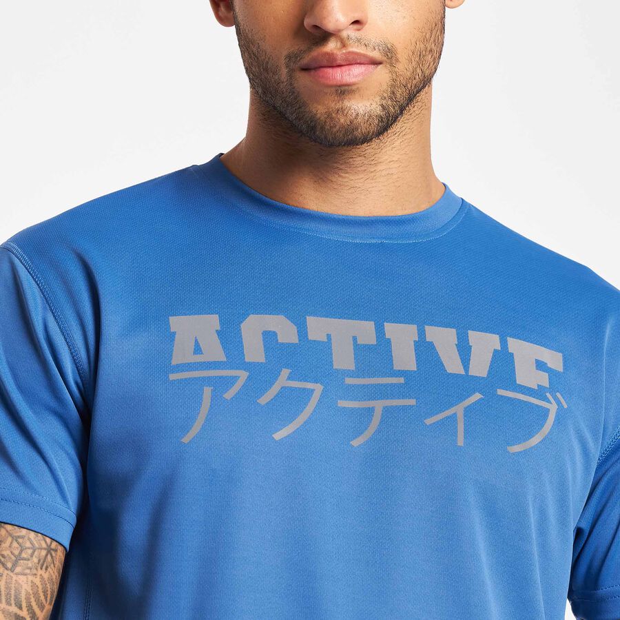 Solid Round Neck T-Shirt, Mid Blue, large image number null