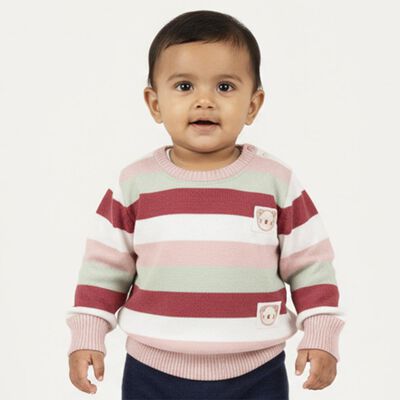 Infants Light Pink Crew Neck Casual Pullover