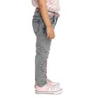 Girls Light Washed Grey Slim Fit Embroidered Jeans, हल्का ग्रे, small image number null