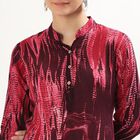 Women's Deep Burgundy Red Mandarin Collar Abstract Printed Kurta, Wine, small image number null