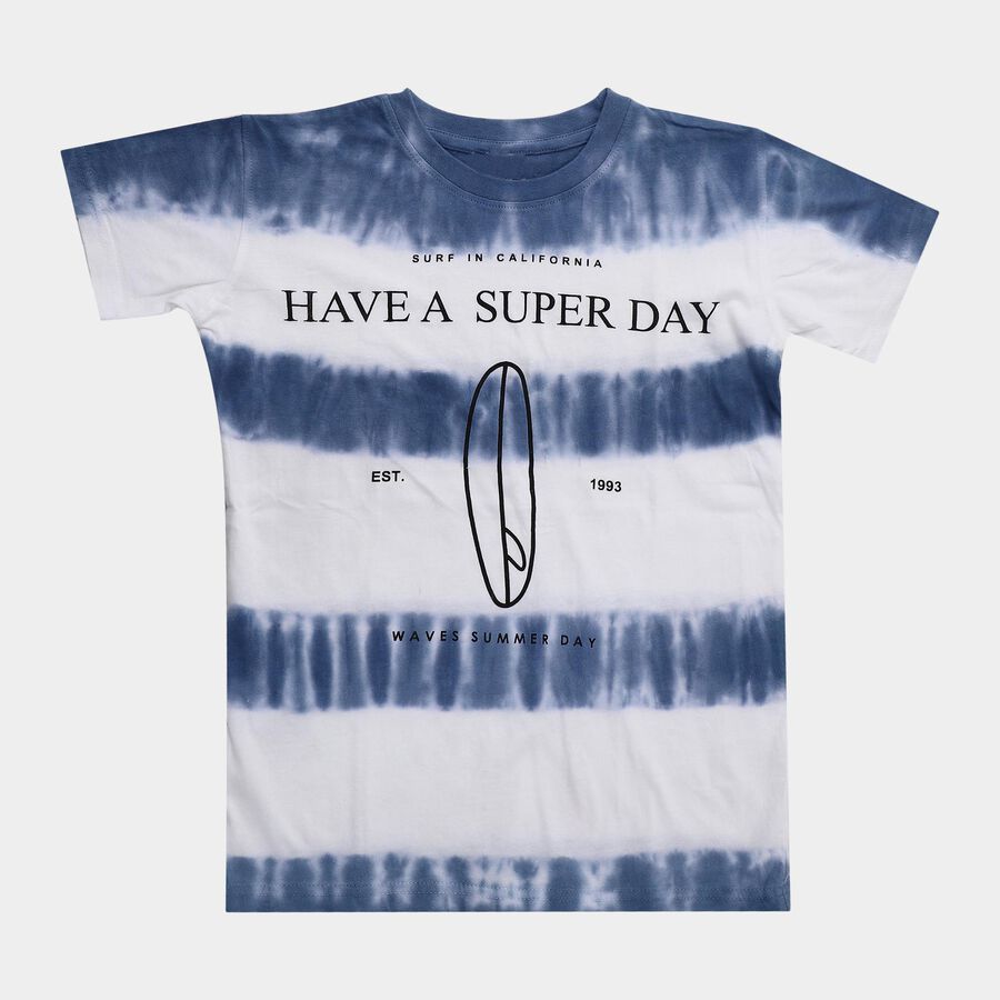 Boys' Half Sleeves T-Shirt, Mid Blue, large