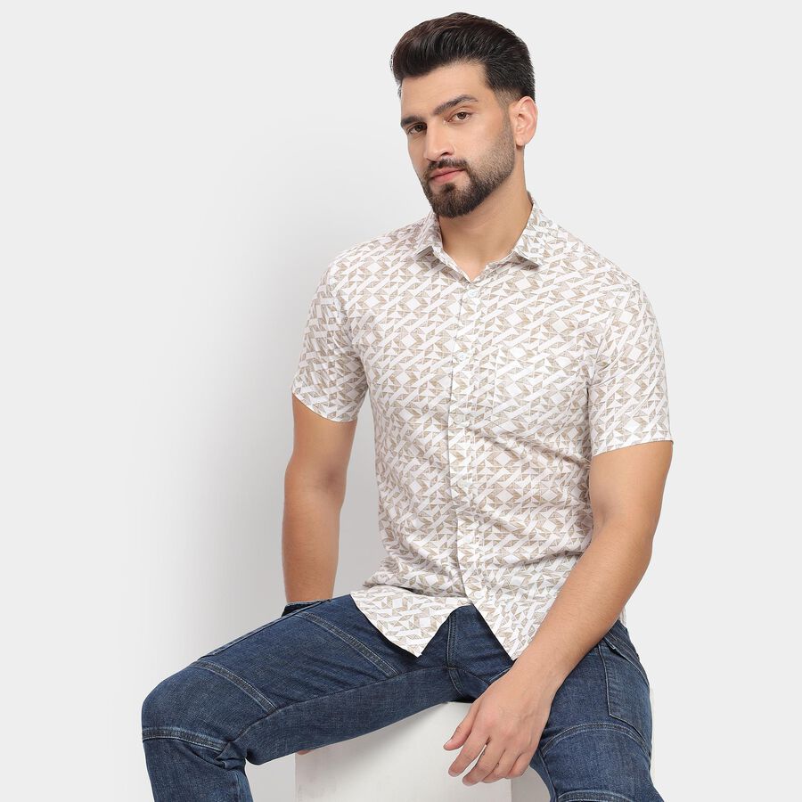 Men's 100% Cotton Casual Shirt, Beige, large image number null