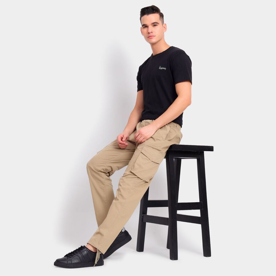 Men's 100% Cotton Track Pants, Khaki, large image number null