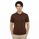 Men's Brown Cotton Polo Neck Polo T-Shirt, Brown, small