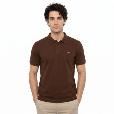 Men's Brown Cotton Polo Neck Polo T-Shirt