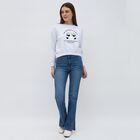 Women's Light Grey Crew Neck Casual Sweatshirt, Melange Light Grey, small image number null